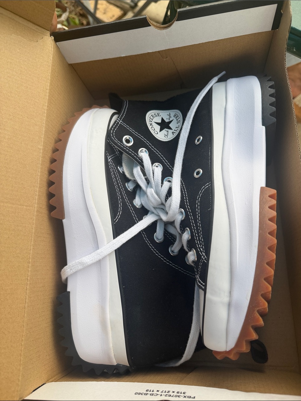 Converse Black & White Platform Run Star Hike Sneakers